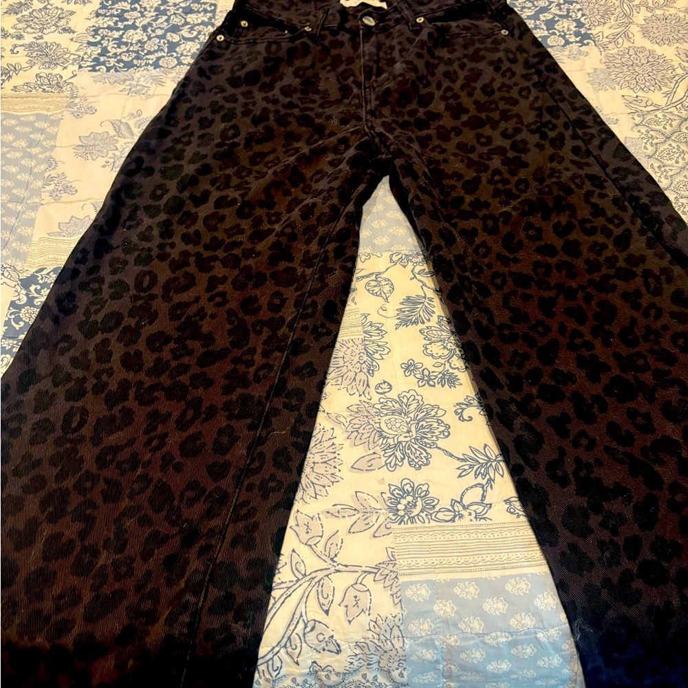 PacSun Black Leopard Print Flare Jeans #Pacsun